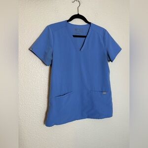 Figs Light Blue Scrub Top Women Small